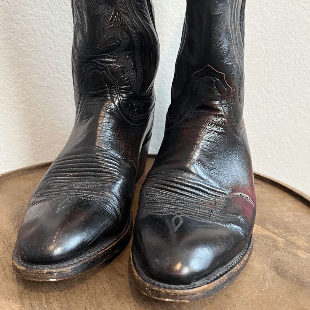 Lucchese 2000 Cowboy Western Boots Exotic Kangaroo Black Cherry Men's Size 9 - Picture 4 of 12